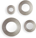 SEI Furniture - Callari Silver Sphere Wall Mirror - 4 Piece Set- Hammered Silver - Transitional Design, Iron - Fully Assembled - Ideal for Bathroom, Entryway (WS6825)