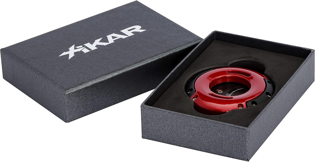 Xikar XO Double Guillotine Cigar Cutter, Dual Stainless Steel Blades, 64 RG, Black Blades (Black and Red)
