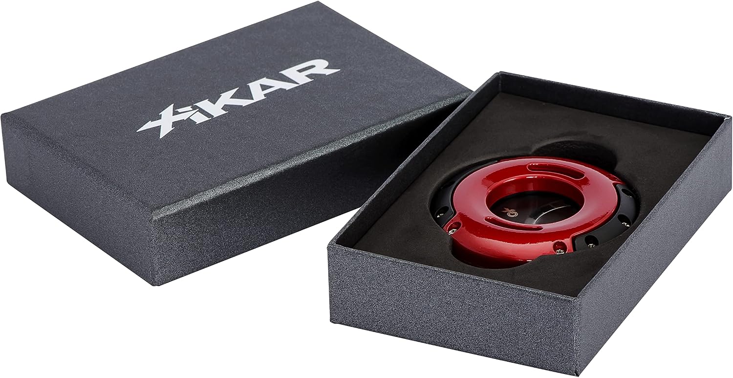 Xikar XO Double Guillotine Cigar Cutter, Dual Stainless Steel Blades, 64 RG, Black Blades (Black and Red)