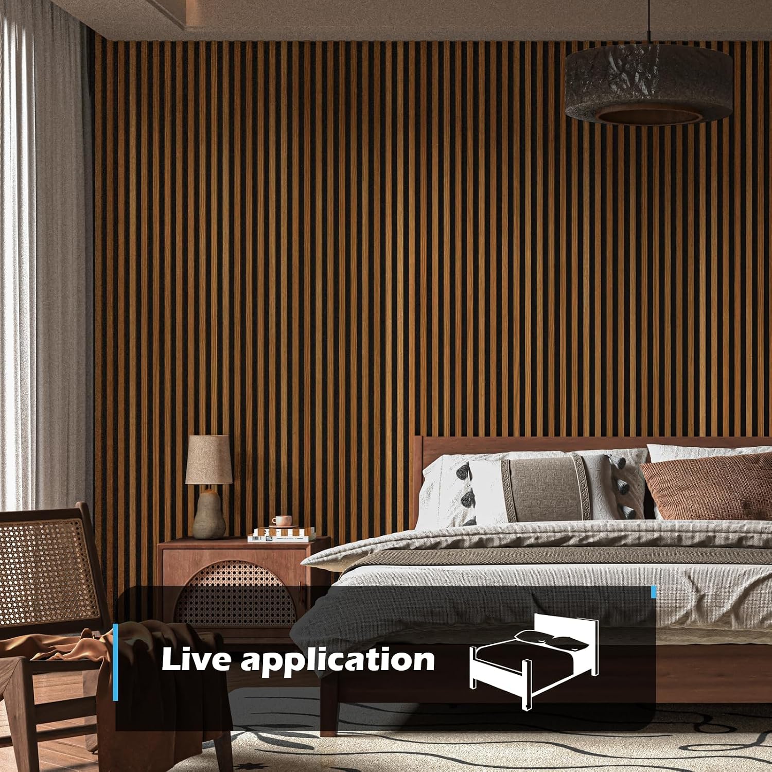 Art3d 4-Pack 108' x 12' Acoustic Wood Panels for Wall, Soundproof Wood Slat Panel for Wall and Ceiling, 3D Fluted Sound Absorbing Paneling for Interior Wall Decor, Living Room, Bedroom - Teak