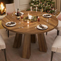 IDEALHOUSE 47' Round Dining Table for 4-6, Wood Kitchen Table with Sturdy Base, Farmhouse Circle Dinner Table for Dining Room, Living Room, 4 Strong Legs, Walnut
