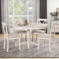 Harper & Bright Designs Modern Dining Table Set for 4,Round Table and 4 Kitchen Room Chairs,5 Piece Kitchen Table Set for Dining Room,Dinette,Breakfast Nook,Antique White