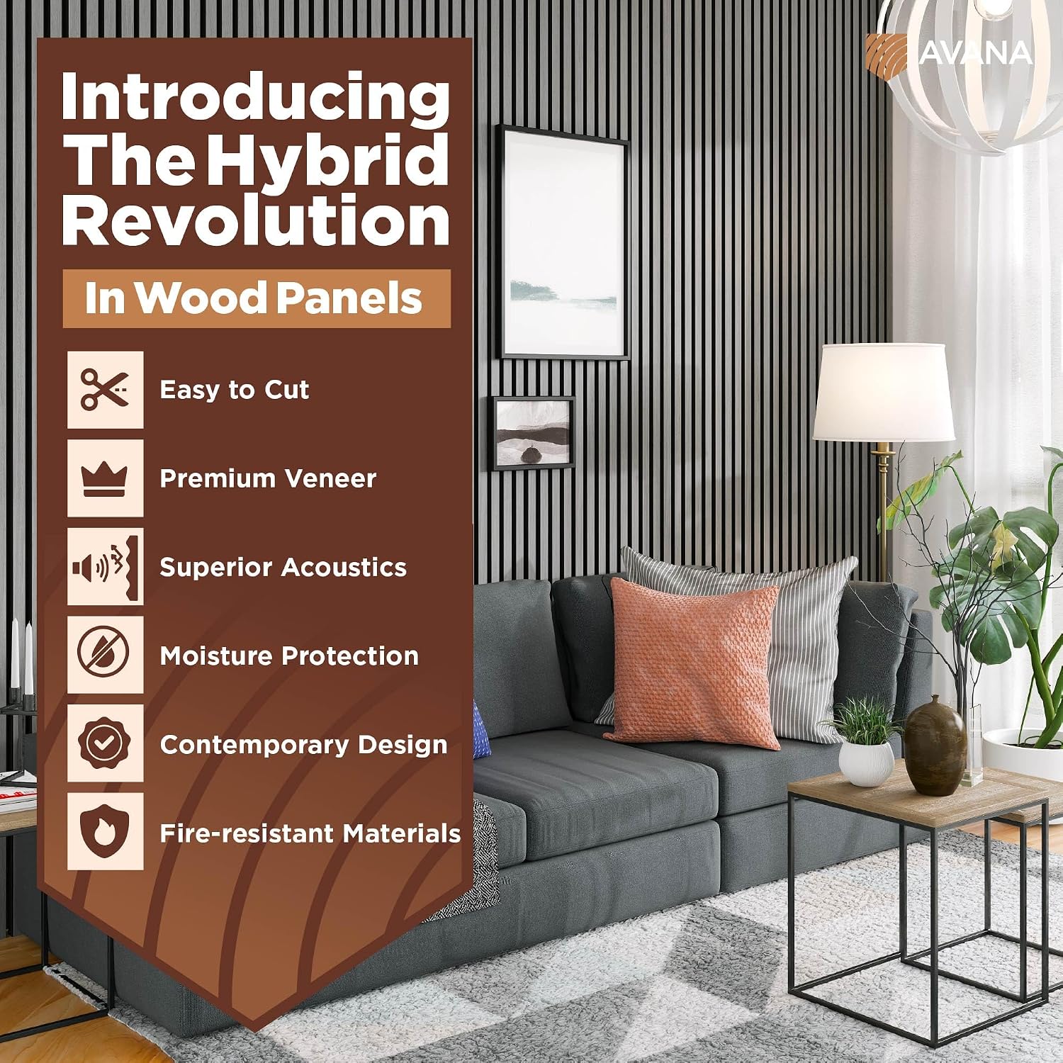 Avana Acoustic Wood Wall Panels – 93.2x11.25 Inch Panels – Fits 94x12 Layout – Gray Oak Acoustic Panels 2 PCs – Wall Panels for Interior Wall Decor for Homes, Offices –Decorative Wood Panels for Wall