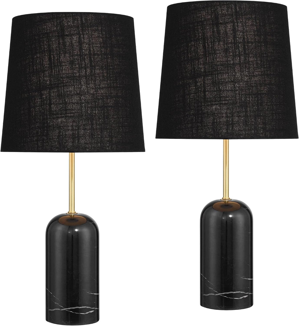 360 Lighting Daleti 25' High Black Marble Table Lamp Set of 2