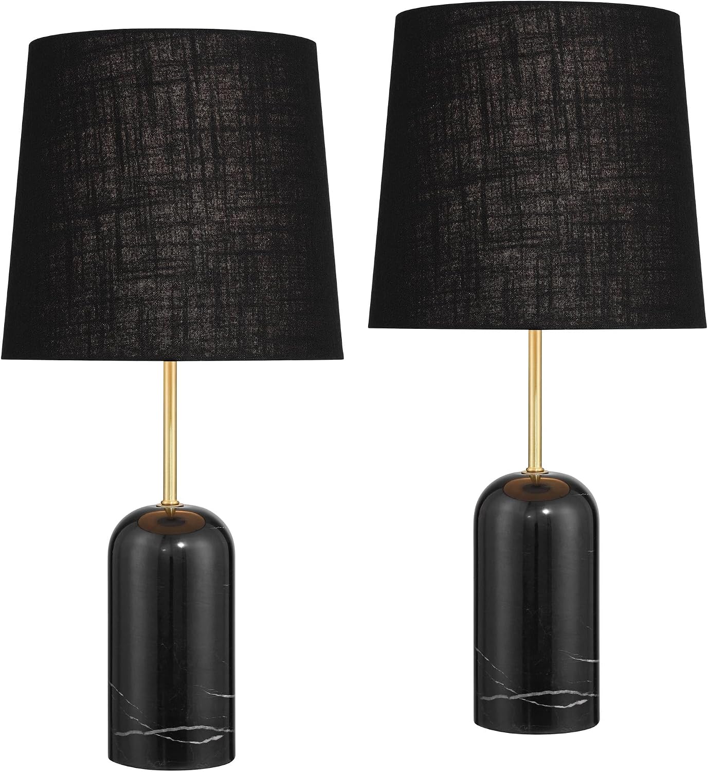 360 Lighting Daleti 25' High Black Marble Table Lamp Set of 2