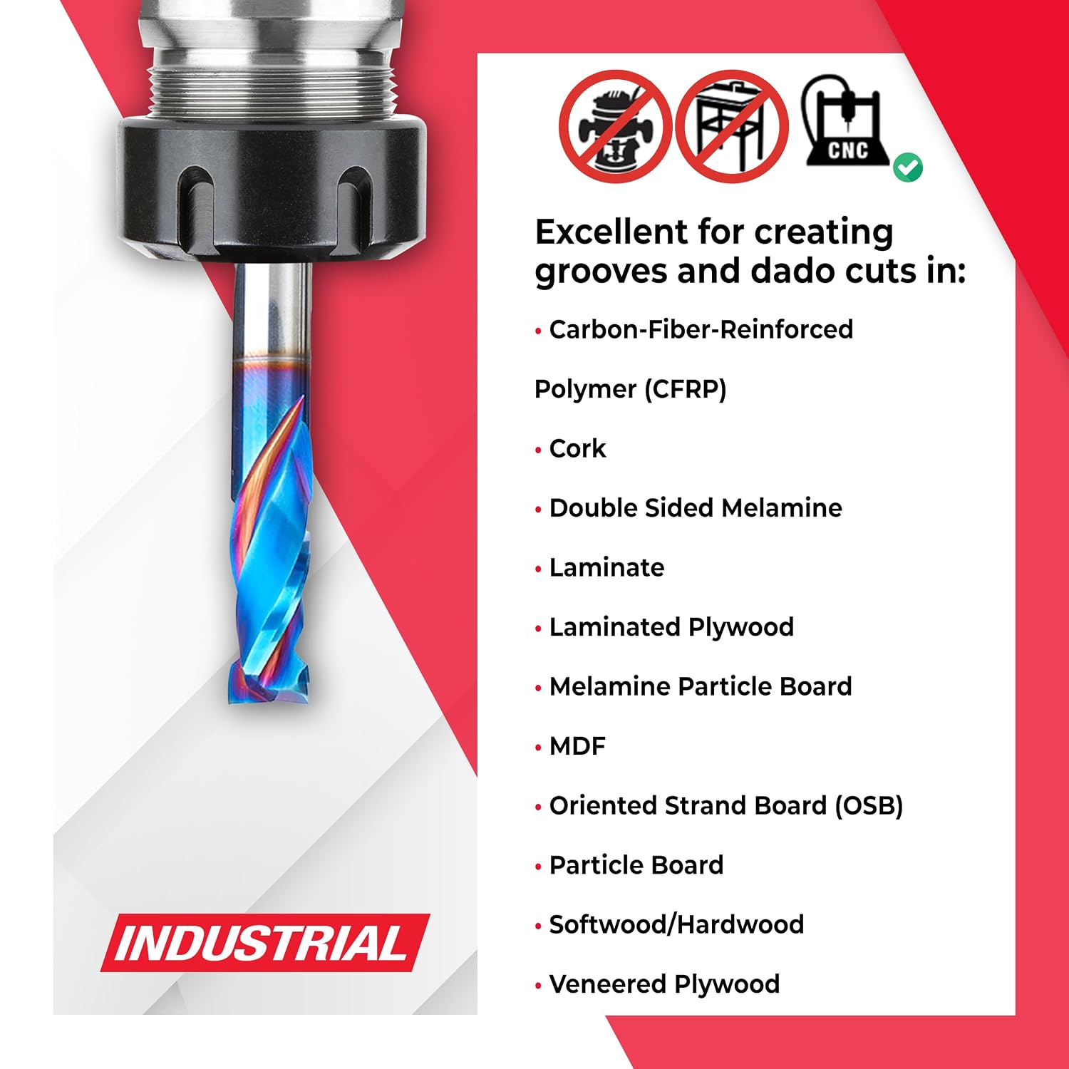 Amana Tool Spektra Extreme Tool Life Coated CNC Compression Spiral Router Bit, 46171-K-5 5 Pack, 3/8 D x 7/8 CH x 3/8 Shk x 3 Inch L 2 Flute