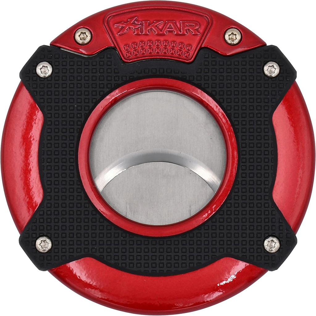 XIKAR Enso Cigar Cutter, Synchronized Double-Guillotine Stainless Steel Blades, Planetary Gear System, Red