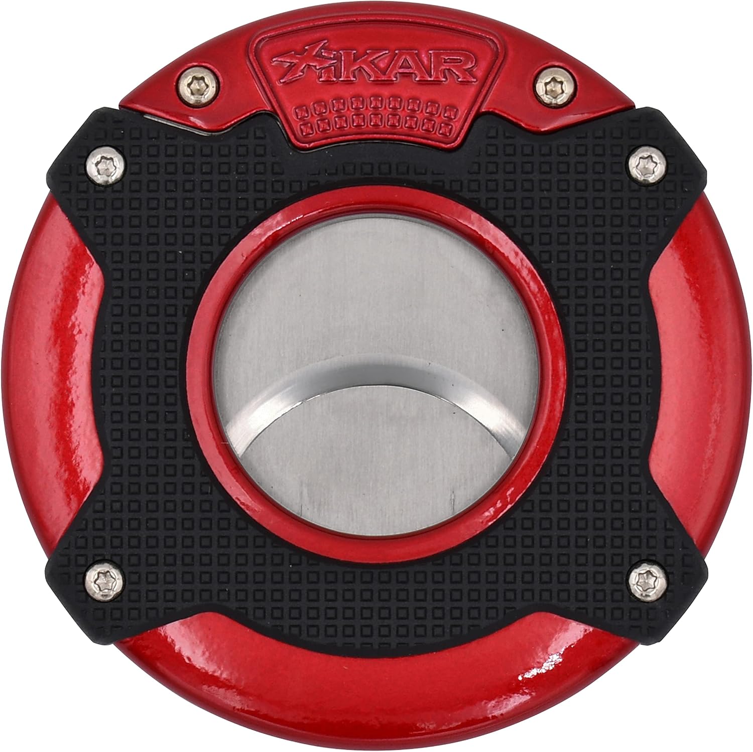 XIKAR Enso Cigar Cutter, Synchronized Double-Guillotine Stainless Steel Blades, Planetary Gear System, Red