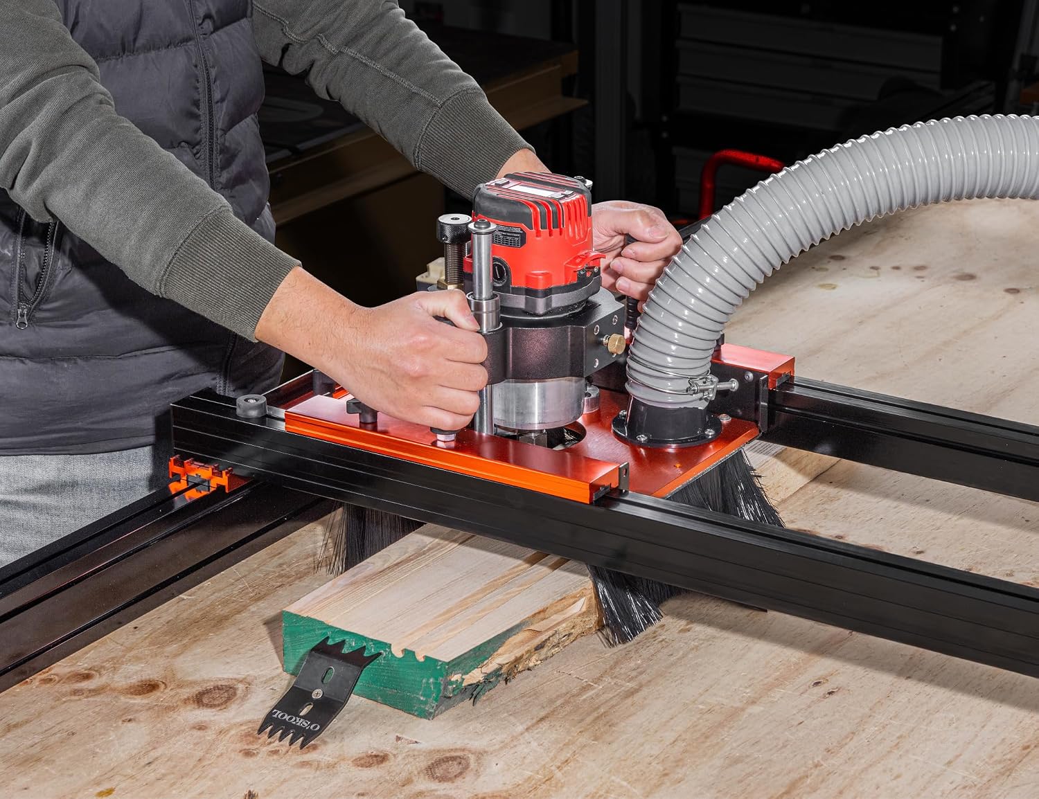 O'SKOOL Slab Flattening Router Sled with 3-Axis Gantry Jig and 3.5' Router Lift, Wood Slab Flattening Jig for Live Edge Slabs, Table Tops, River Tables, Cutting Boards and Workbenches, RTA012