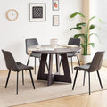 47 inch Round Dining Table Set for 4 with Chairs Kitchen Table and Chairs Set Mid-Century Modern Round Wood Kitchen Tables with Upholstered Synthetic Leather Chairs Set of 4