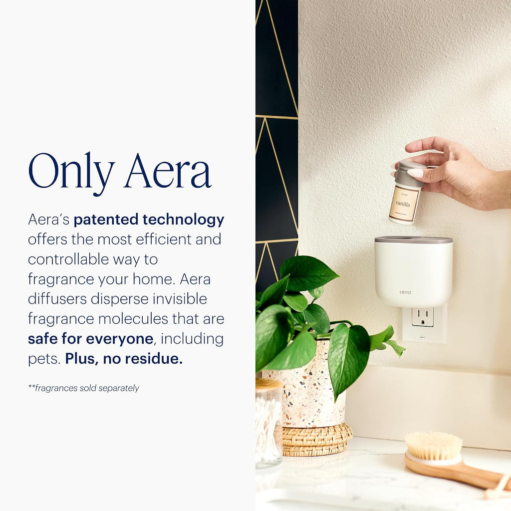 AERA Mini Waterless Plug-in Essential Oil Diffuser for Rooms 100–400 Sq Ft + Citrus Grove Scent – Smart Scent Machine with App & Alexa Control, Luxury Home Fragrance Starter Kit (Includes 1 Capsule)