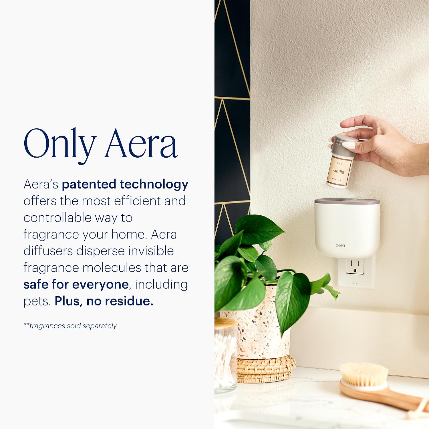 AERA Mini Waterless Plug-in Essential Oil Diffuser for Rooms 100–400 Sq Ft + Citrus Grove Scent – Smart Scent Machine with App & Alexa Control, Luxury Home Fragrance Starter Kit (Includes 1 Capsule)