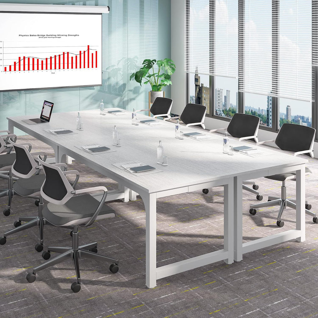 Tribesigns 6FT Conference Table, 70.86' W x 31.49' D Meeting Room Table Boardroom Desk for Office Conference Room, Splicing Board with Metal Frame, White