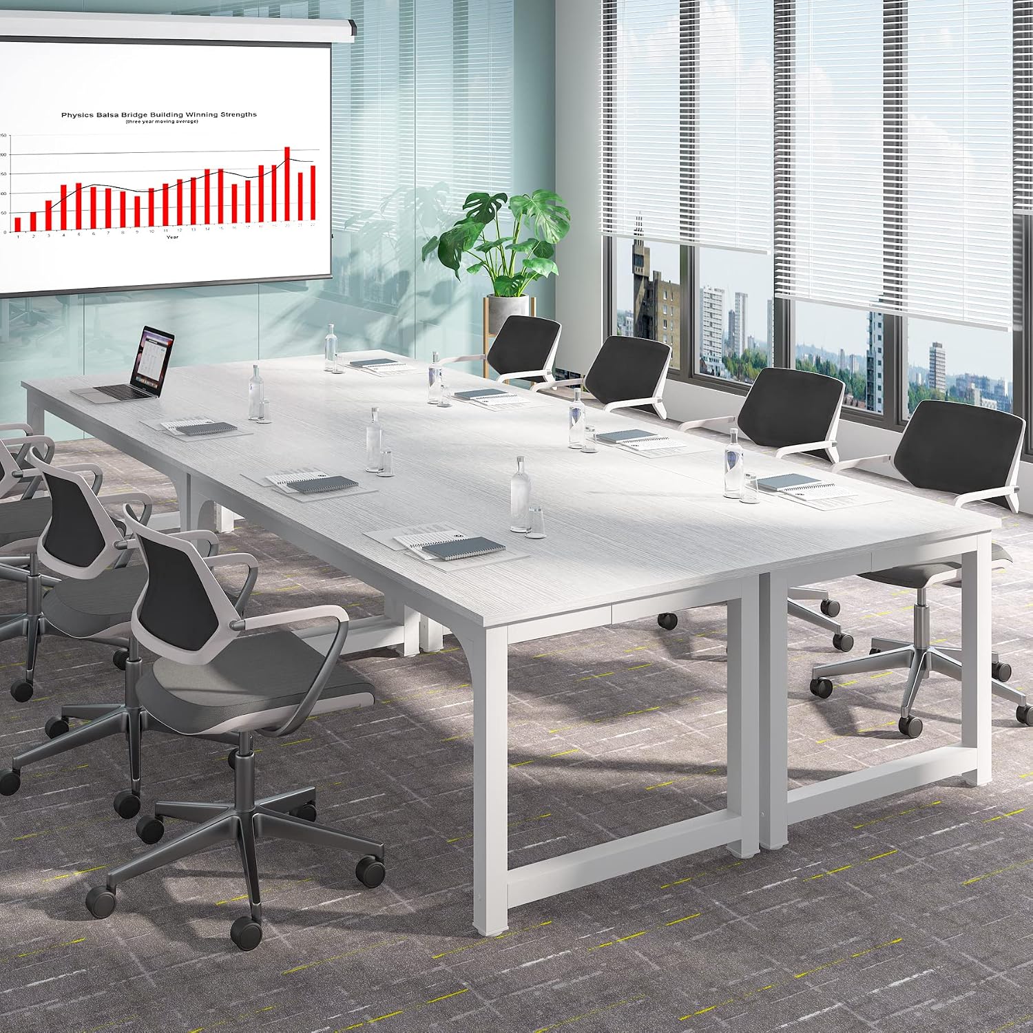 Tribesigns 6FT Conference Table, 70.86' W x 31.49' D Meeting Room Table Boardroom Desk for Office Conference Room, Splicing Board with Metal Frame, White