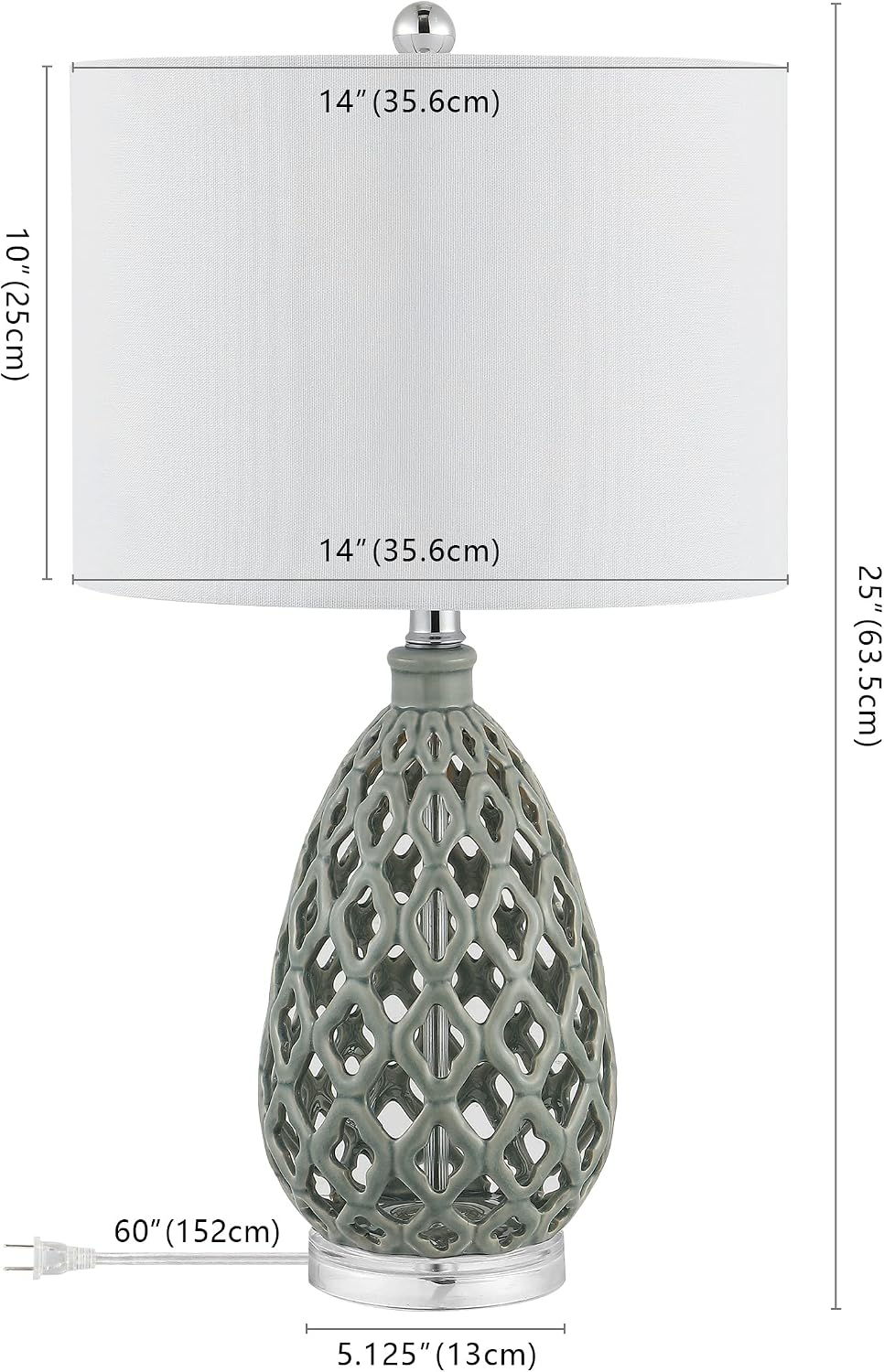 SAFAVIEH Lighting Collection Quin Moroccan Grey 25-inch Table Lamp Set of 2
