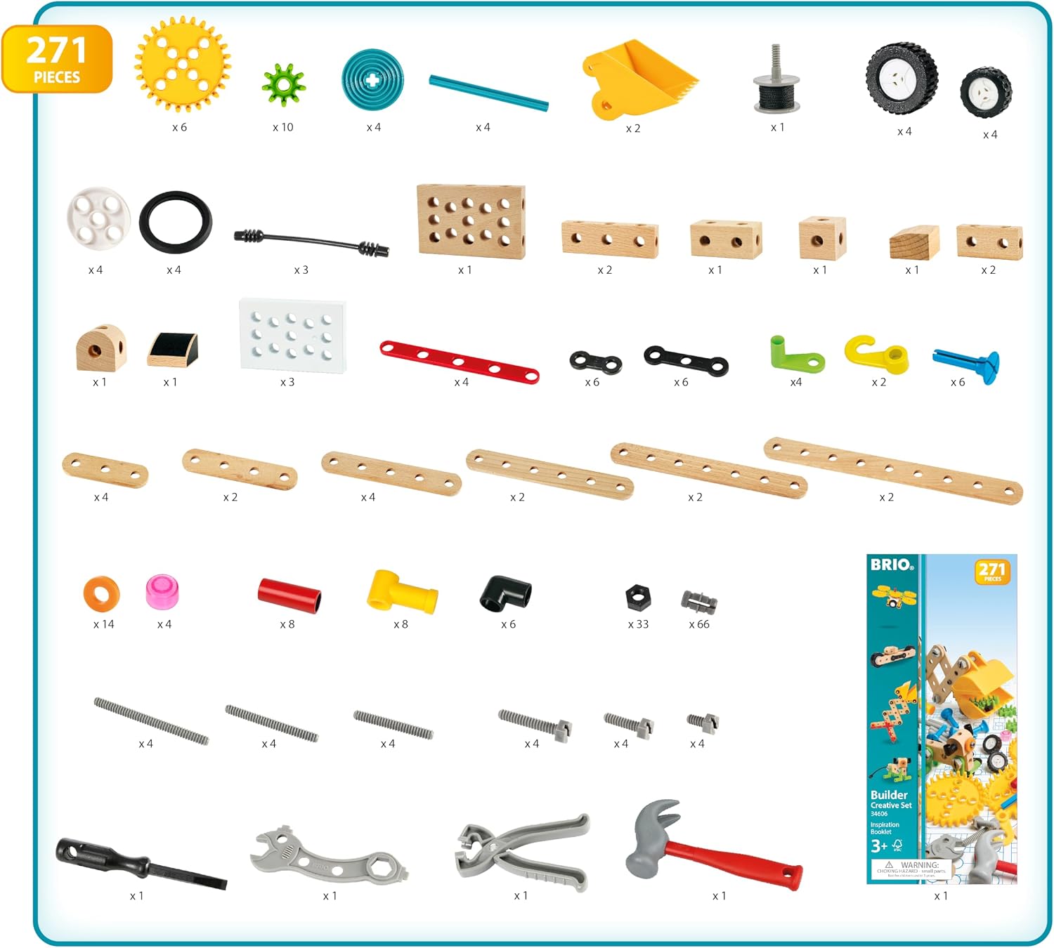 BRIO Builder - 34606 Builder Creative Set | 271-piece Educational Construction Toy for Kids Aged 3 Years Up