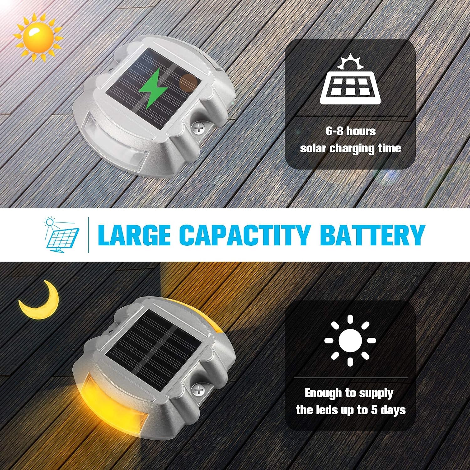 VOLISUN 16 Pack, Solar Driveway Dock Deck Lights
