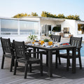 YEFU HIPS Patio Table Set: 5 Piece Outdoor Table and Chairs Dining Furniture Set with Umbrella Hole - Black Modern Plastic Dining Sets 4 Person for Outside Deck with Metal Aluminum Frame