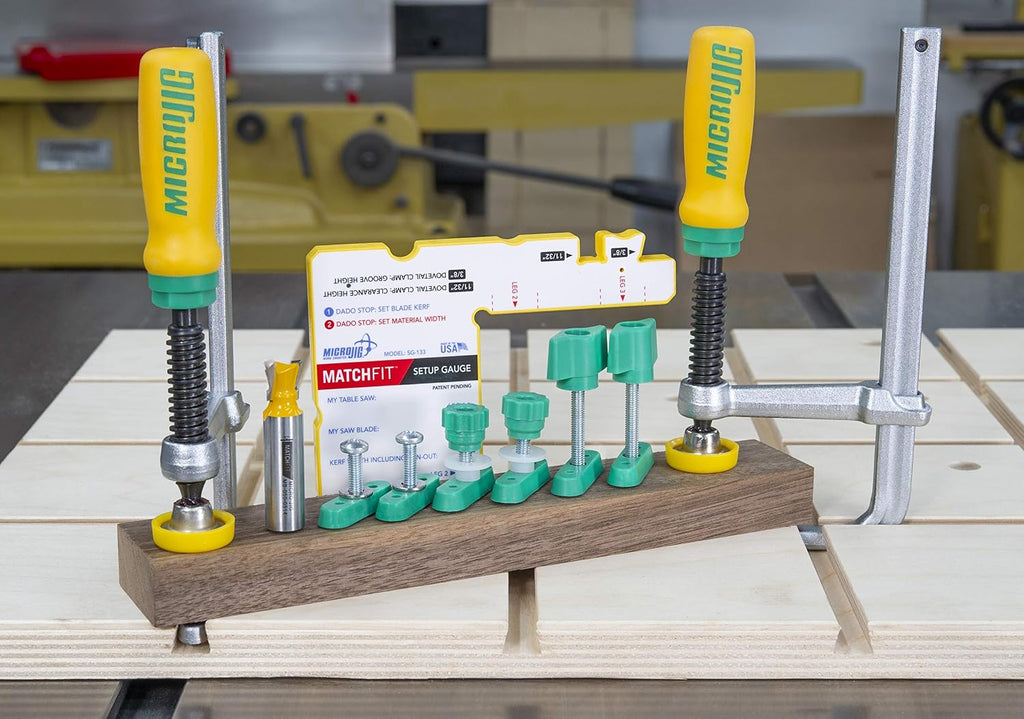 MICROJIG Matchfit Dovetail Clamp Pro Router Bit Kit, 1/2-inch Shank 14-Degree, Woodworking Track System Routing Tools, (DVC-1177K2)