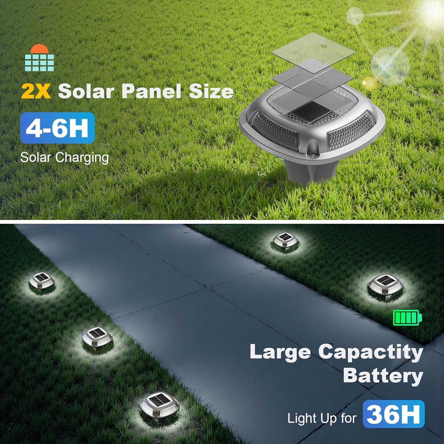 VOLISUN 24-Pack Solar Driveway Lights,IP67 Waterproof Outdoor Step Light