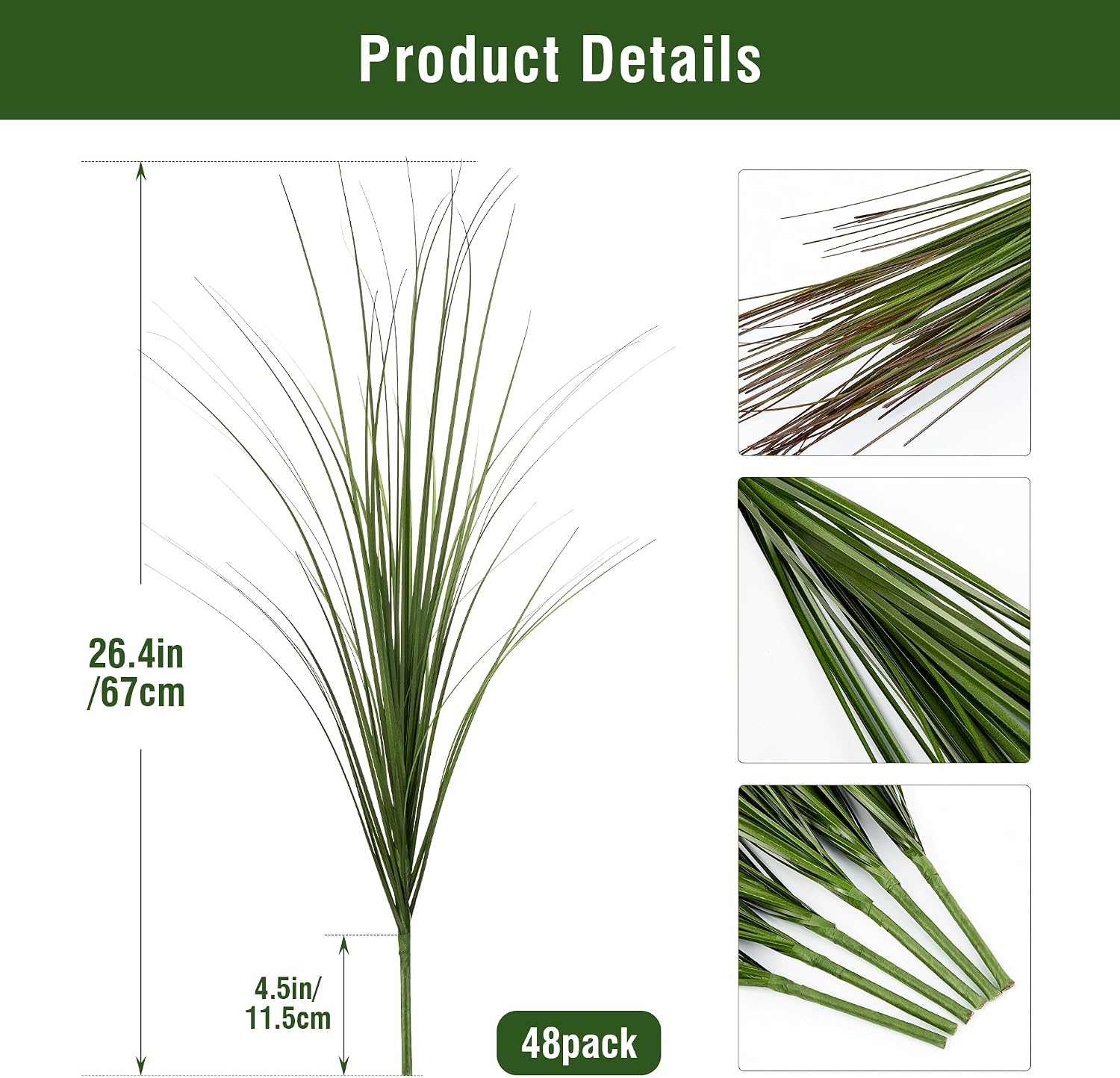 48PCS Fake Plants Artificial Wheat Grass Greenery Plastic Plants Fake Grass Artificial Plants for Outdoor Decor Artificial Grass Plant with Greenery Stems for Indoor Home Decoration 26.4'