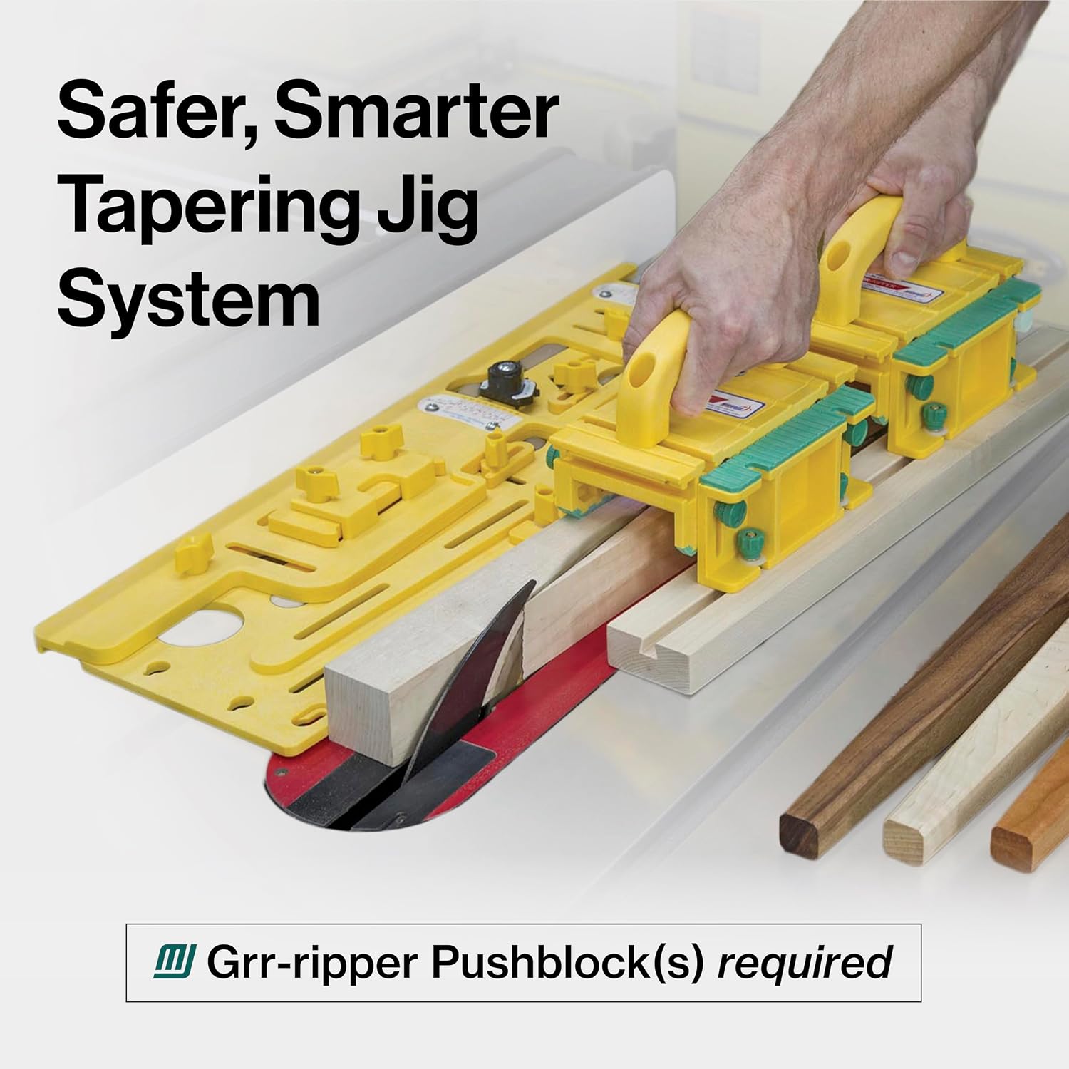 MICROJIG GRR-RIPPER Microdial Tapering Jig for Table and Band Saws, Taper Parts for Woodworking, TJ-5000, Yellow
