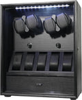 Oryx Watch Winder for 4/6/9 Automatic Watches, Rotating Watch Box 5 Rotation Modes Display Case with Extra Watches Holders and Jewelry Storage, Lockable Winders LED Light USB/AC Powered Mabuchi Motor