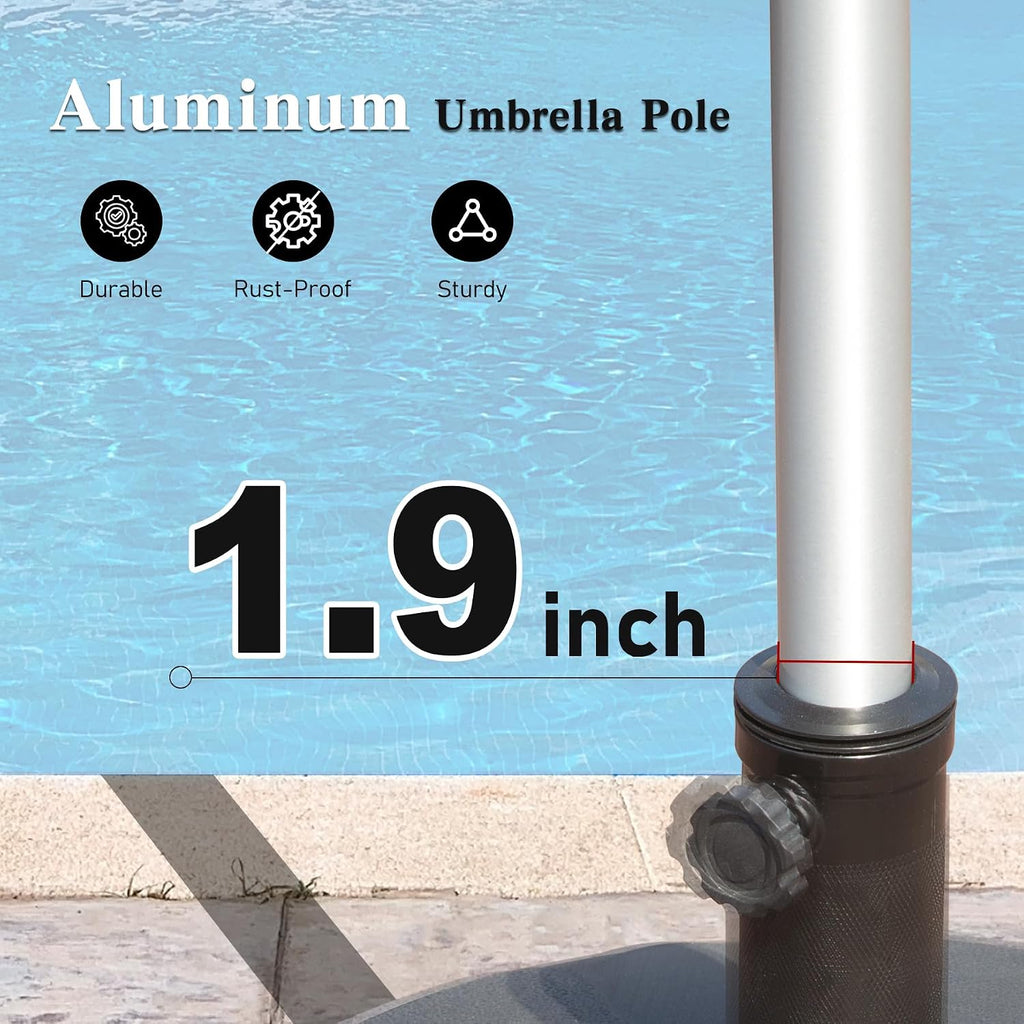 Domi 9' x 11.5' Rectangular Patio Umbrella Outdoor Table Umbrella with 8 Sturdy Ribs & Crank, Aluminum Market Umbrella UV Protection Waterproof Sun Umbrella for Deck Pool Backyard Beach, Beige