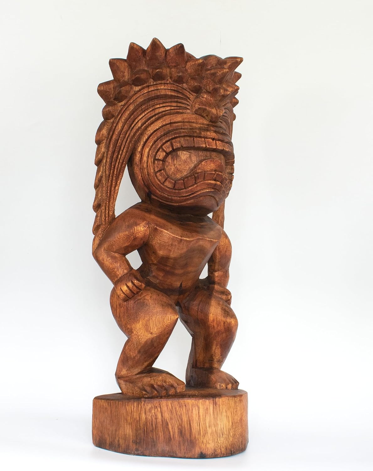 G6 Collection 24' Extra Large Handmade Wooden Primitive Tribal Statue Sculpture Tiki Bar Totem Handcrafted Unique Gift Art Decorative Home Decor Accent Figurine Decoration Hand Carved Spiky Hair