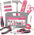18pc Pink Compact Home Tool Set w/Leveling Device& Compatible with CR-V Pliers-Women's DIY Repair Kit with A4-Size Organizer, Gift-Ready(18pcs)
