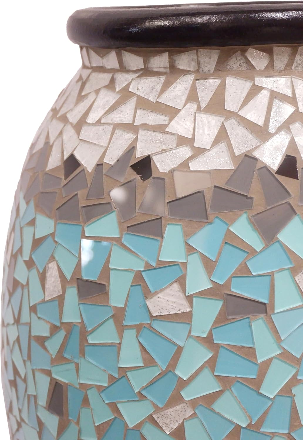 Floor Vase, 24 Inch Mosaic Vase – Tall Cylinder Made of Terracotta with Sky Blue and Teal Glass Mosaic Pieces – Handcrafted Decorative Home Décor Accent Piece for Bedroom, Living Room, Office