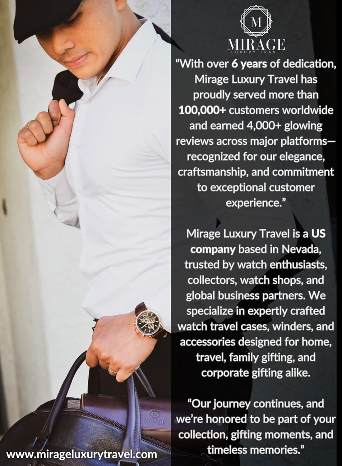 4 Watch Travel Case for Men Leather Watch Roll Case Storage for Travel - Brown Full Grain Cow Leather