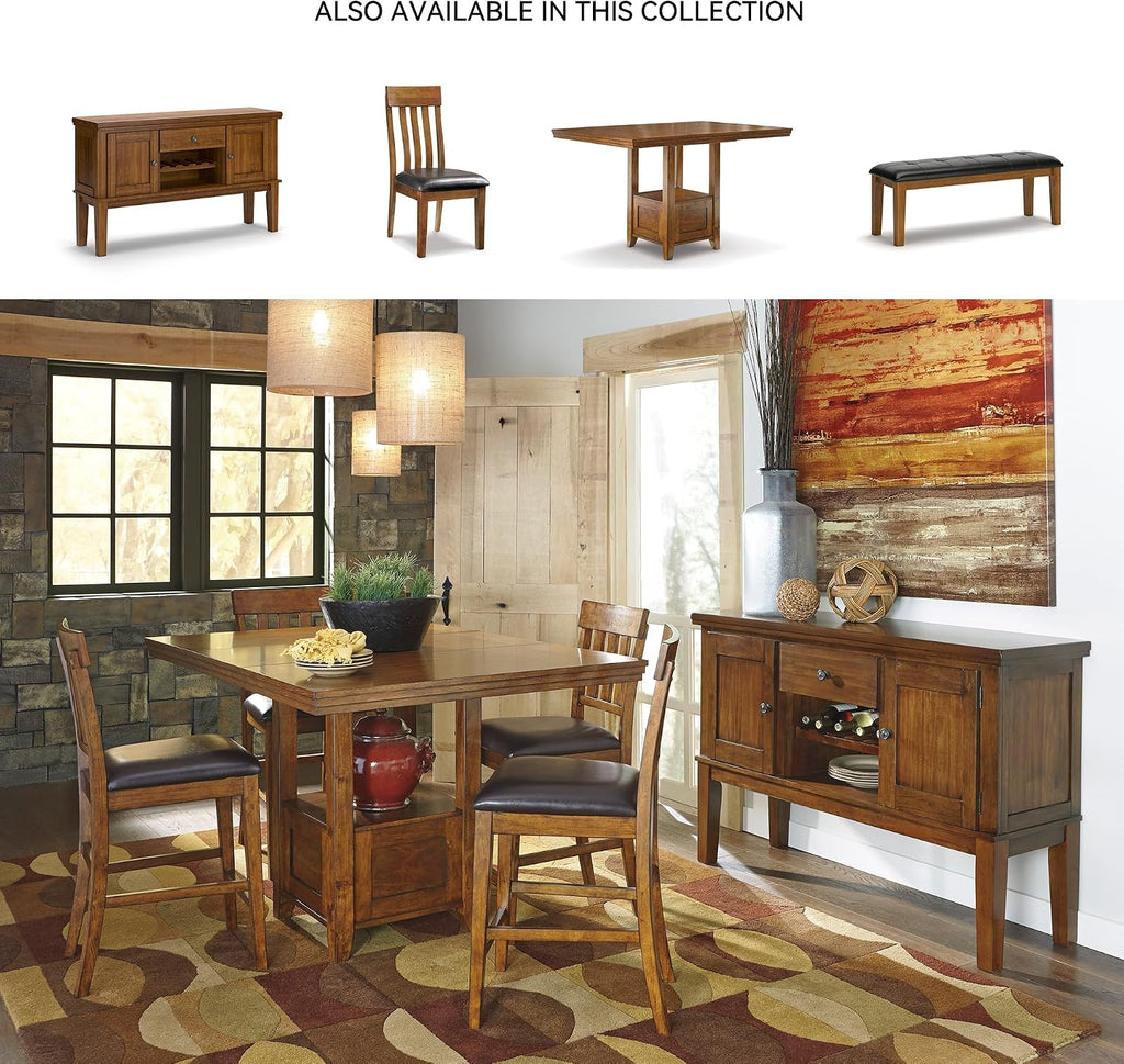 Signature Design by Ashley Ralene Rectangular Counter Height Dining Room Extension Table, Seats 6, Fixed Shelf, Wood, 42.25' W x 60.25' D x 36' H, Medium Brown