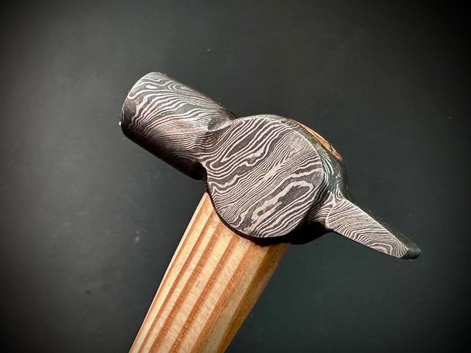 Handmade Cross Peen Hammer | HandForged Damascus Steel | Heat Treated | Wood Working | Ash Wood Handle | 9.8 oz | German Style