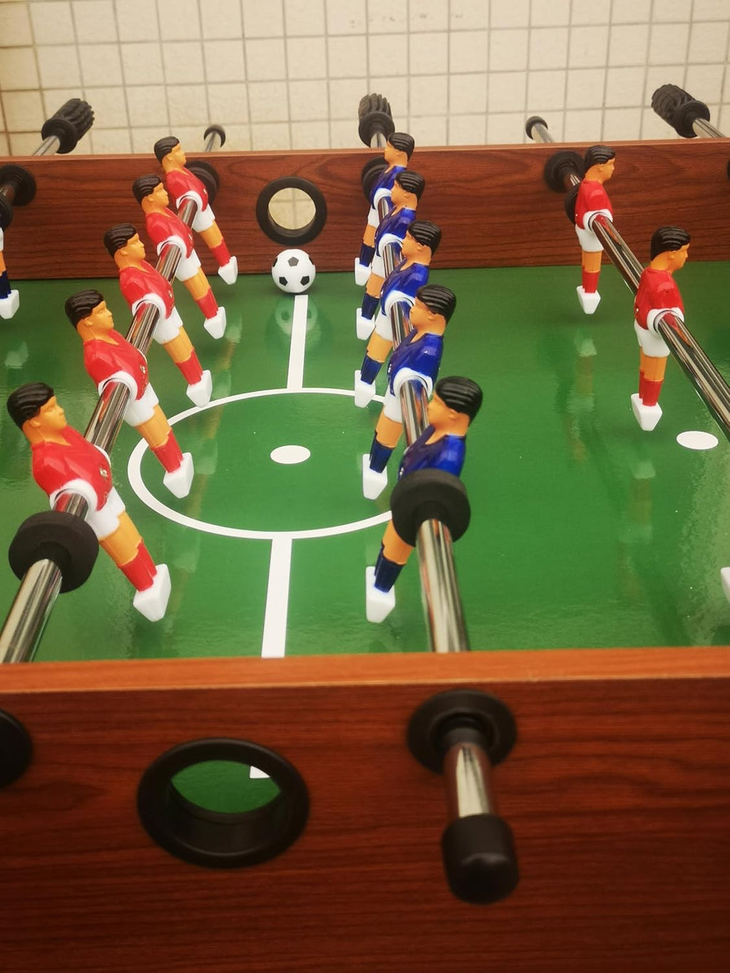 48'' Soccer Table, Large Size Foosball Game Table for Adult, Football Table with Cup Hloders & Sturdy Leg for Game Rooms & Parties, Classic Brown