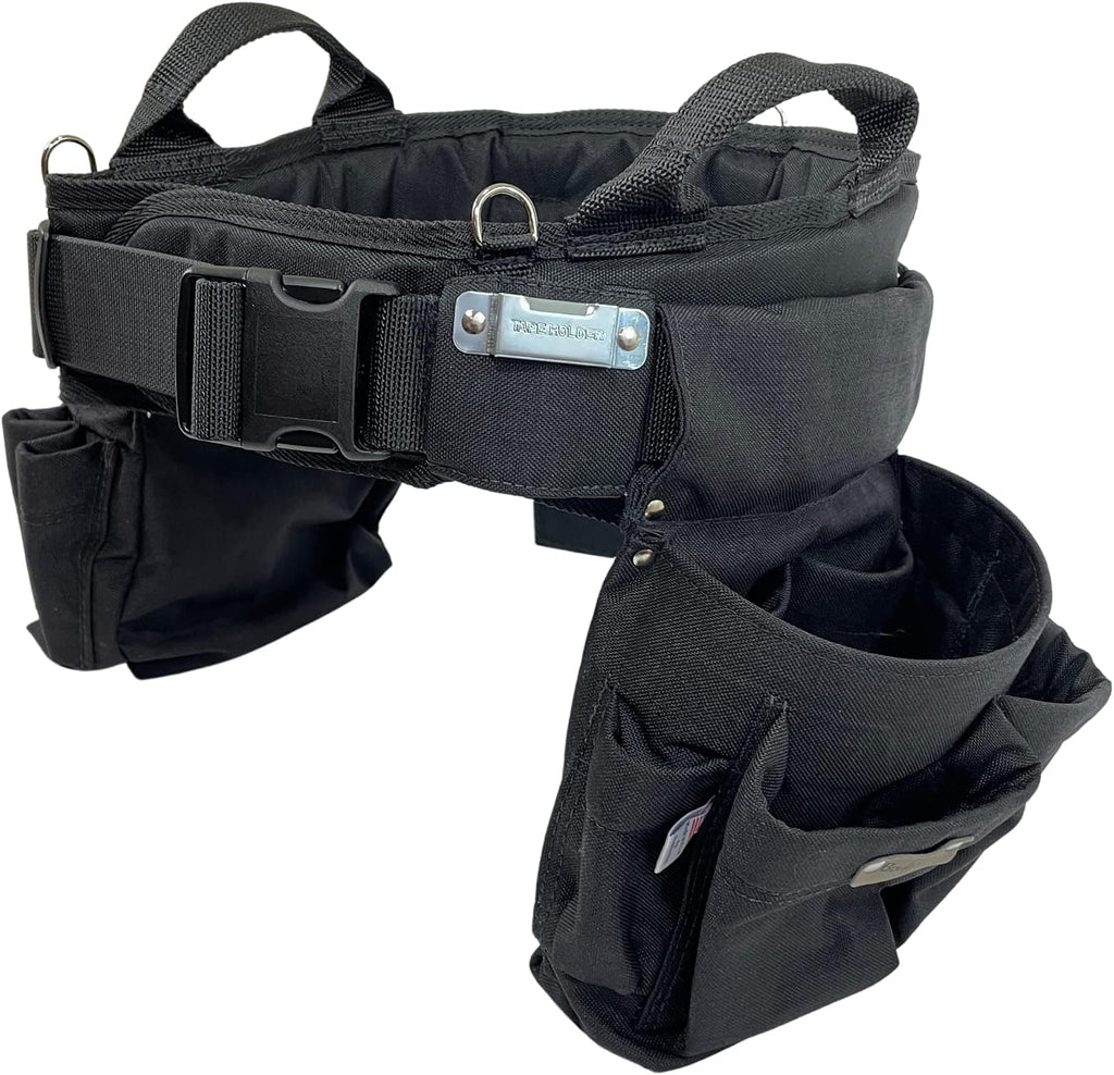 BOULDER BAG Professional Electrician's MAX Combo with Comfort Back Support Tool Belt, Quick Release Buckle, Heavy Duty Work Belt, Black, (Small 24-27 Inch Waist), Made in USA