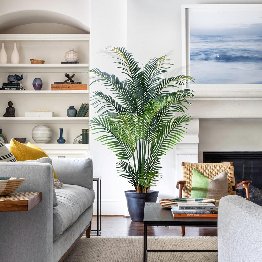 Yepdin Artificial Tropical Palm Plant - 5 Ft Tall Faux Palm Tree with Plastic Pot for Office and Home Decor, Indoors and Outdoors, Housewarming Gift, K1502PCS