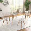 Tangkula Dining Table Set for 4, Modern Kitchen Table and Chairs, Glass Table and Chairs Set of 4 for Small Living Room, Kitchen