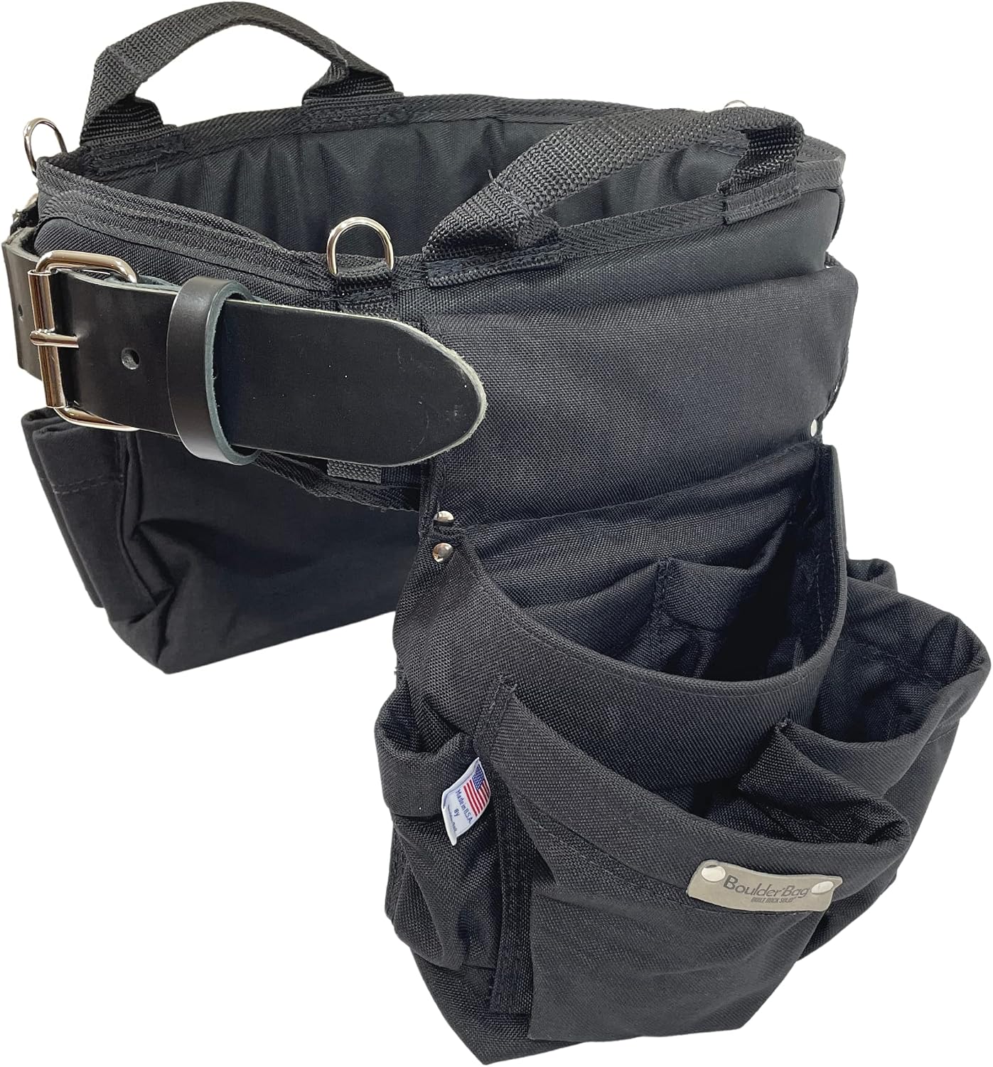 BOULDER BAG Professional Electrician's MAX Combo with Comfort Back Support Tool Belt, Leather Belt Buckle, Heavy Duty Work Belt, (Small 24-27 Inch Waist), Made in USA