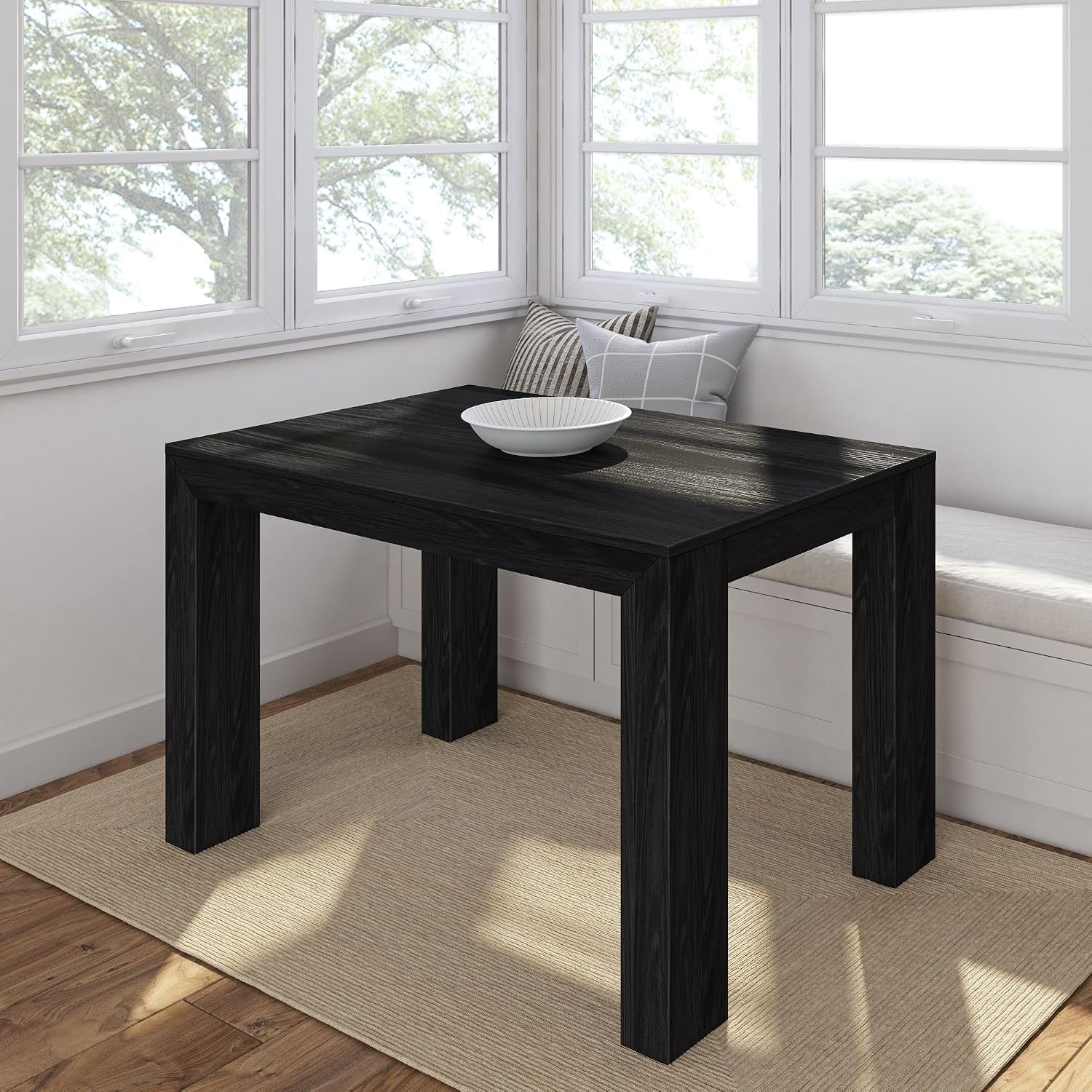 Plank+Beam 48 Inch Modern Dining Table,for Dining Room, Kitchen, Home Office, Living Room Furniture, Easy Assembly, Black Wirebrush