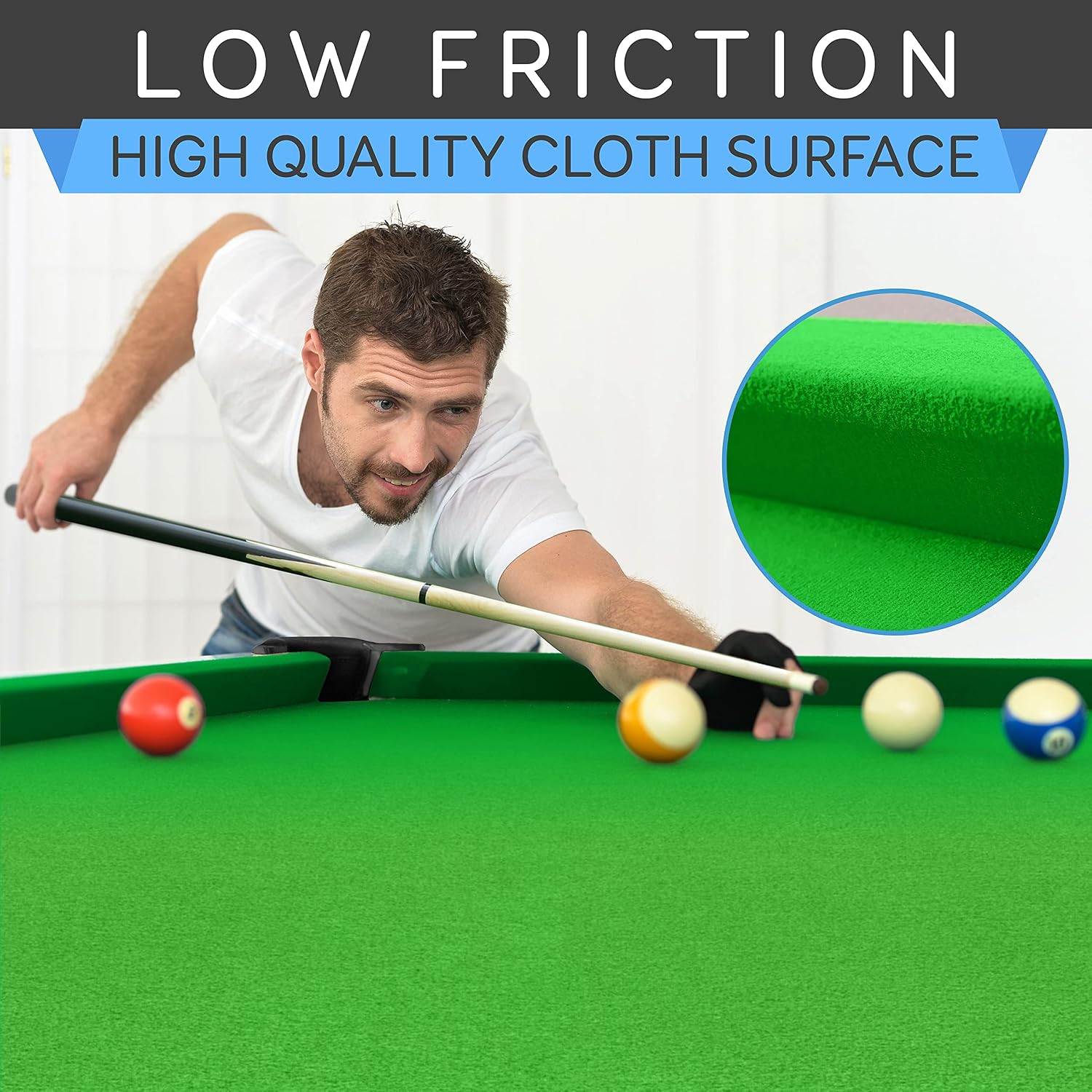SereneLife 6-Ft Folding Pool Table - Best in Stability - Steel Frame, Fully Supported Slate, Welded Leg Supports with Safety Anti Collapse Locks, 128LB Heavy Duty Billiard Game and Accessory Set