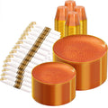 Rubtlamp 700Pcs Amber Gold Plastic Dinnerware Set, Hammered Clear Gold Plates, Fancy Plastic Plates Include 100 Dinner Platos, 100 Salad Platos, 100 Cups,100 Pack Pre Rolled gold plastic Silverware