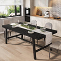 GarveeHome Industrial Dining Table for 6-8 People, 70.87' Long Large Kitchen Table with Sturdy Metal Frame, Rectangular Counter for Dinner, Kitchen, Dining Room (Black, 71' Non-extendable)