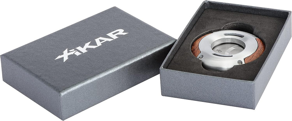 XIKAR XO Double Guillotine Cigar Cutter, Redwood – Dual Stainless Steel Blades, 64 Ring Gauge, Round Aluminum Body, Precision Cigar Cutting, Spring-Loaded Release, Premium Cutter for Cigar Aficionados
