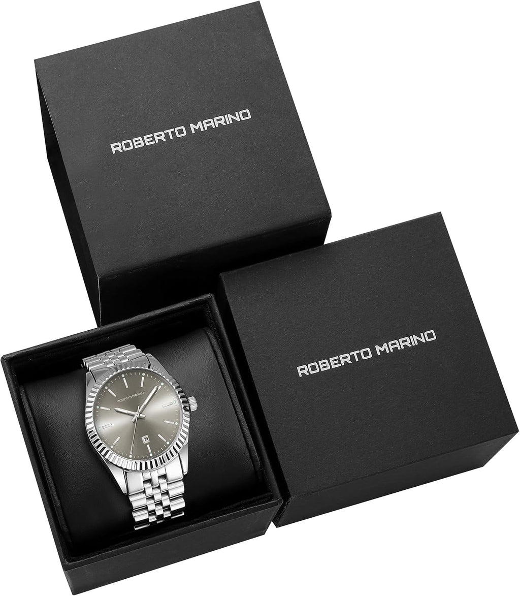 Roberto Marino Men's Luxury Watch – Gold Stainless Steel, Japanese Quartz, Blue Dial, 3 ATM Water Resistant