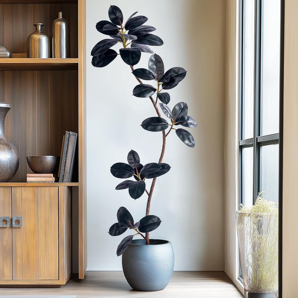 Bailikang 6ft Artificial Rubber Tree Faux Plants Indoor Faux Floor Artificial Trees Indoor,Fake Plant Fake Tropical Plants,Large Floor,Real Touch Rubber Tree for Home Decor