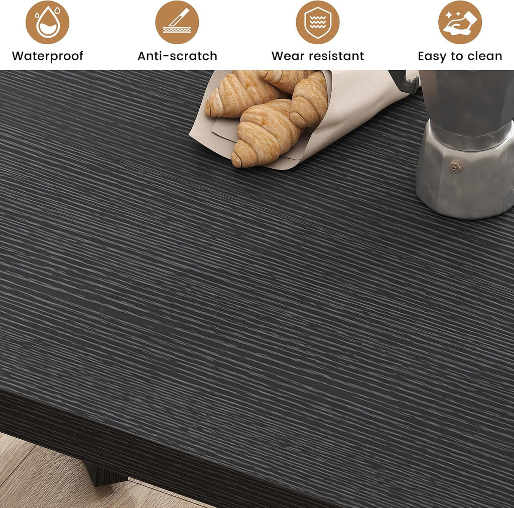 Bigbiglife 63 Inch Dining Table for 6, Indoor Outdoor Dining Table with Wood Legs, Kitchen Table with Large Tabletop, Rectangular Dinner Table for Dining Room, Living Room, Kitchen, Black
