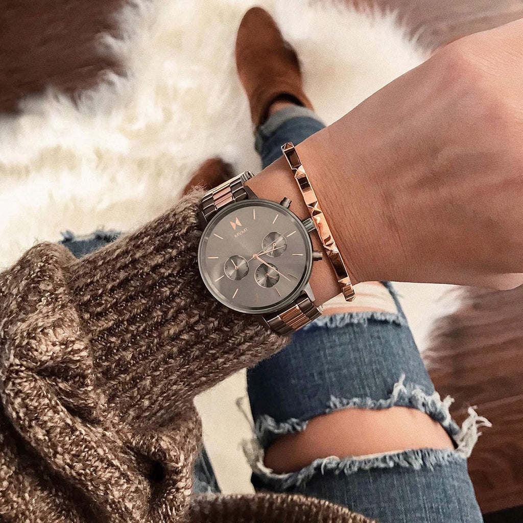 MVMT Rise Mini Women's Watch 3 Hand Quartz Stainless Steel Case and Link Bracelet Water Resistant Premium Minimalist Vintage Timepiece Gift for Her 30mm