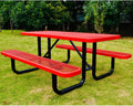 Heavy Duty 6' Rectangular Picnic Table, Expanded Metal, (72' Long) (Red)