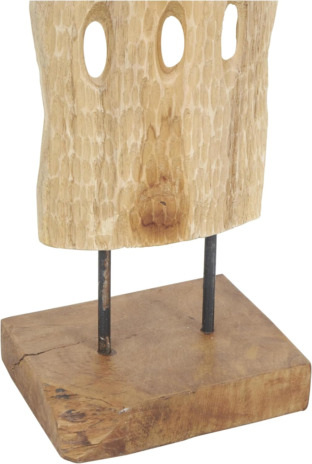Deco 79 Teak Wood Abstract Handmade Decorative Sculpture Tall Floor Cutout Post Home Decor Statue with Live Edge Base, Accent Figurine 7' x 6' x 49', Brown